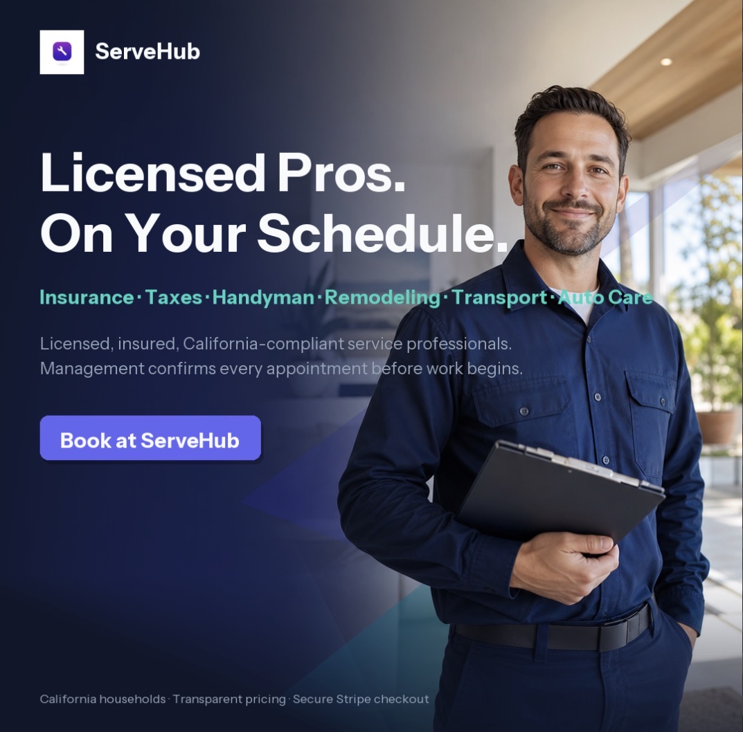 ServeHub service professional with a clipboard, ready for a scheduled appointment